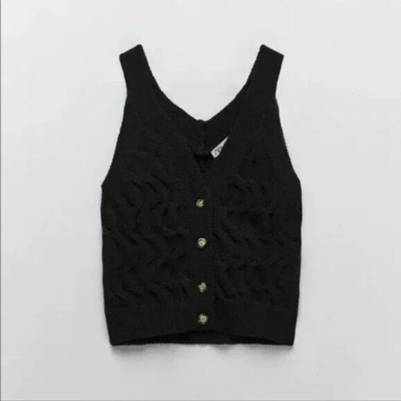 Zara Cable Knit Vest M - Picture 5 of 10